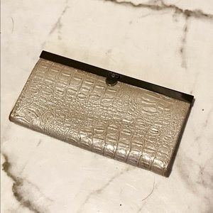 White metallic clutch wallet